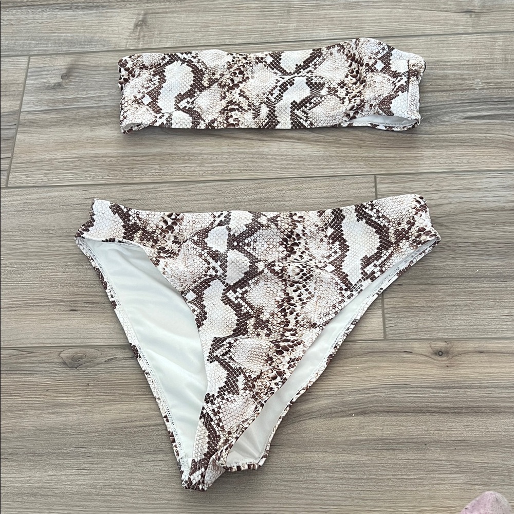 Nasty Gal Snake Print Bikini - Brown and White - Picture 2 of 3